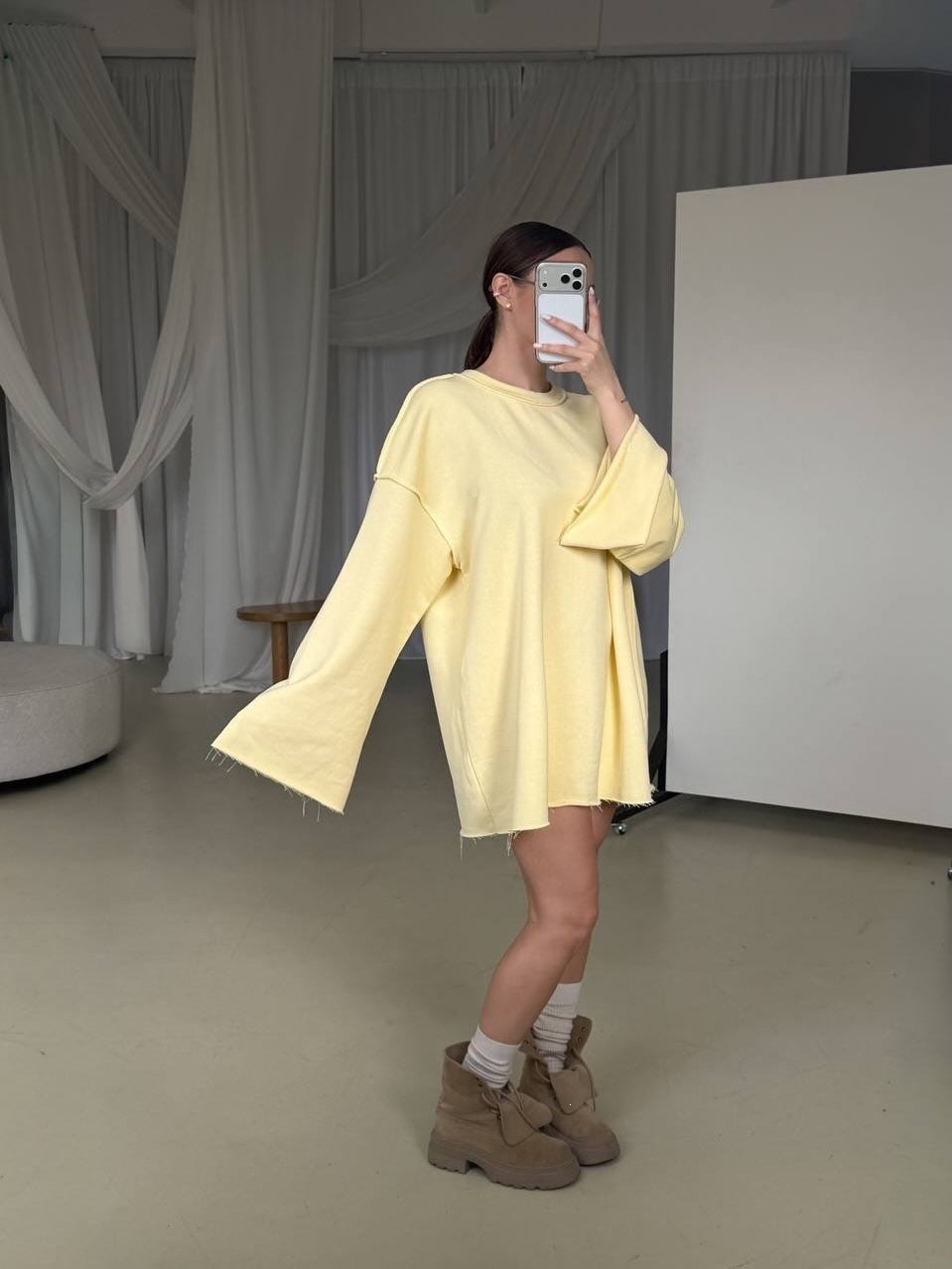 Women's Sweater Dress – Wide Trumpet Sleeves