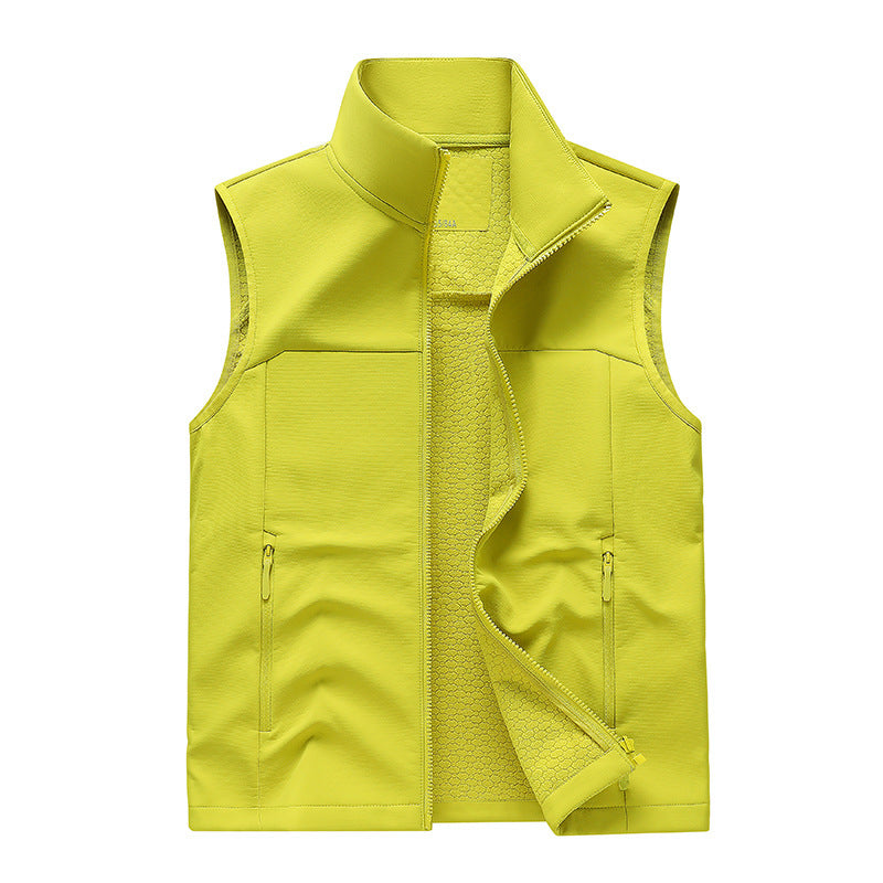 Men's Softshell Vest – Stand Collar Zip Pockets