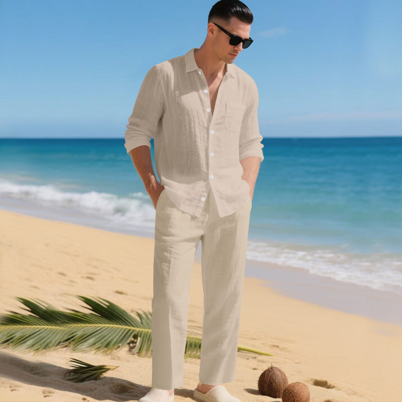 Men's Linen Shirt and Pants Set – Relaxed Straight Fit