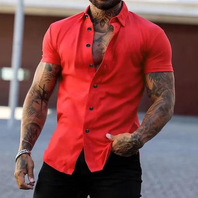Men's Short Sleeve Shirt – Muscle Fit Tailored Collar