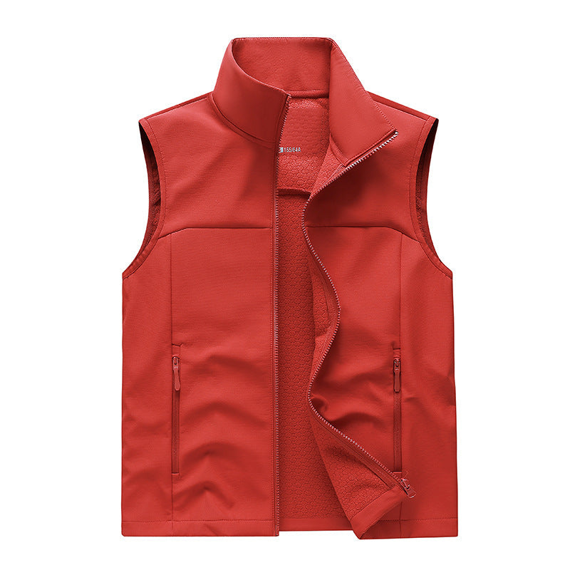 Men's Softshell Vest – Stand Collar Zip Pockets
