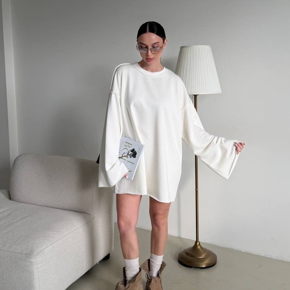 Women's Sweater Dress – Wide Trumpet Sleeves
