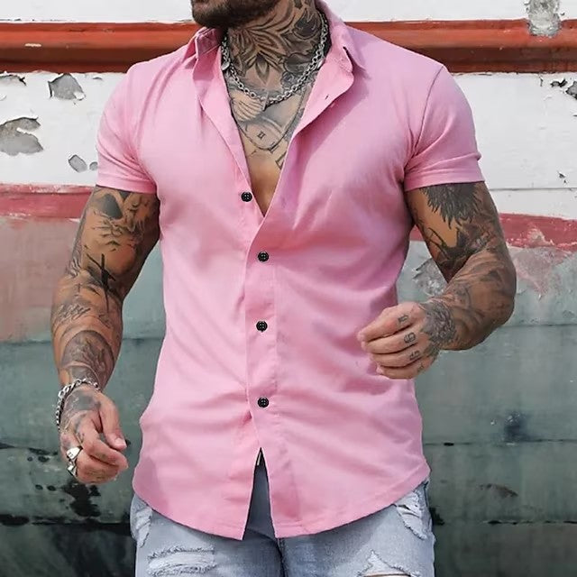Men's Short Sleeve Shirt – Muscle Fit Tailored Collar