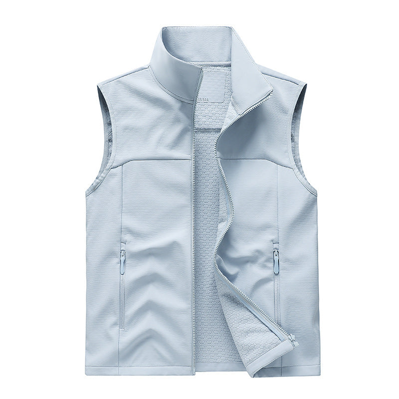 Men's Softshell Vest – Stand Collar Zip Pockets