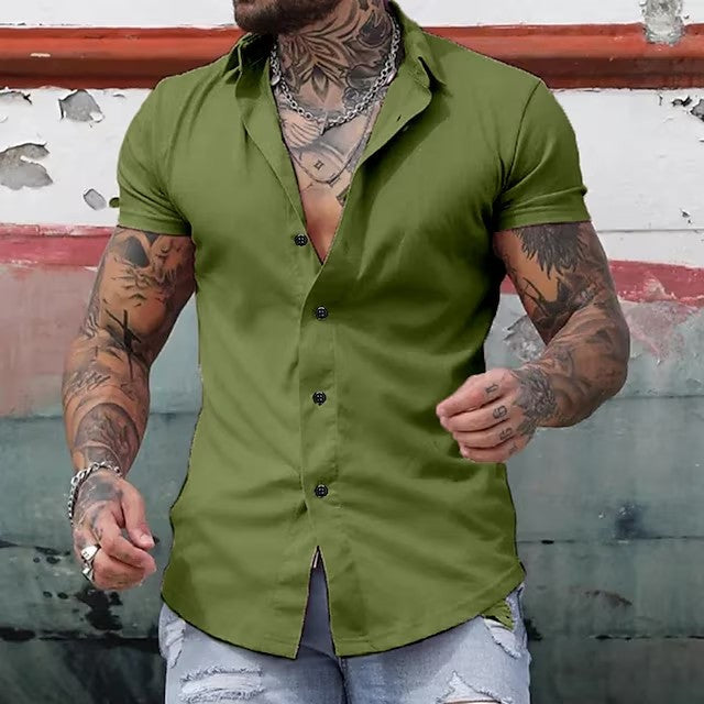 Men's Short Sleeve Shirt – Muscle Fit Tailored Collar