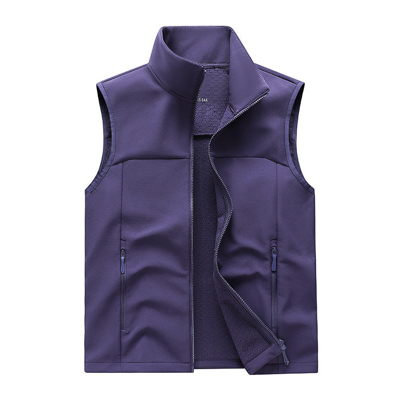 Men's Softshell Vest – Stand Collar Zip Pockets