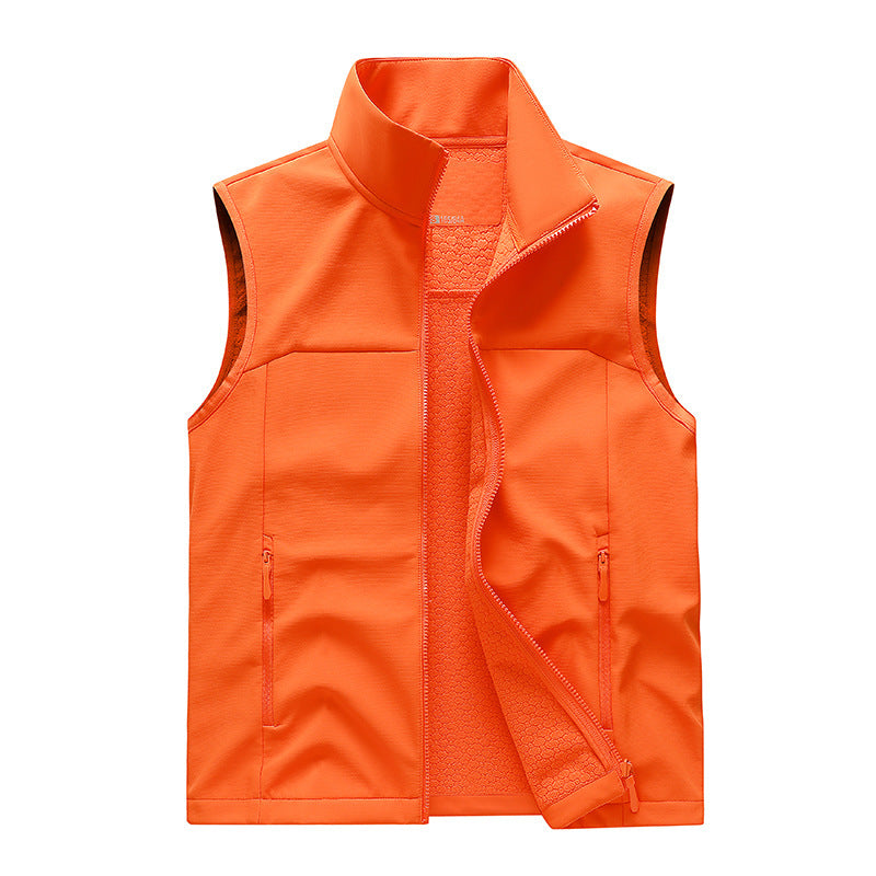 Men's Softshell Vest – Stand Collar Zip Pockets