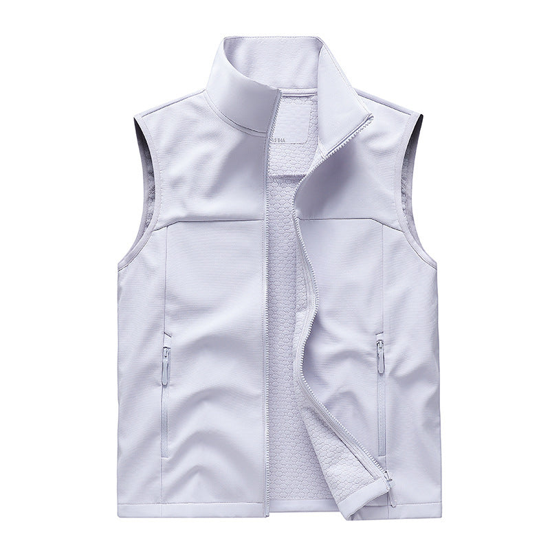 Men's Softshell Vest – Stand Collar Zip Pockets