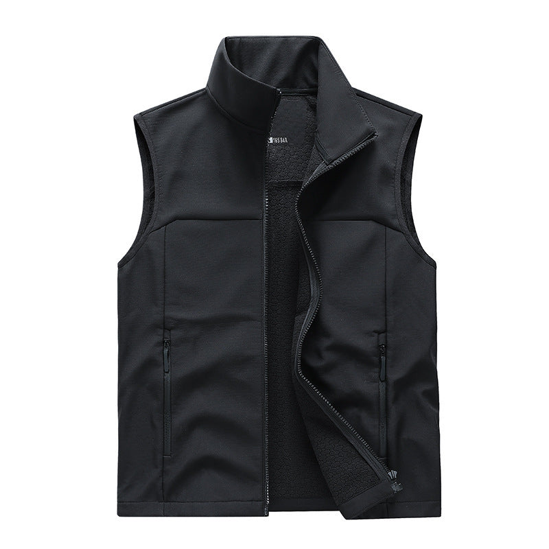 Men's Softshell Vest – Stand Collar Zip Pockets
