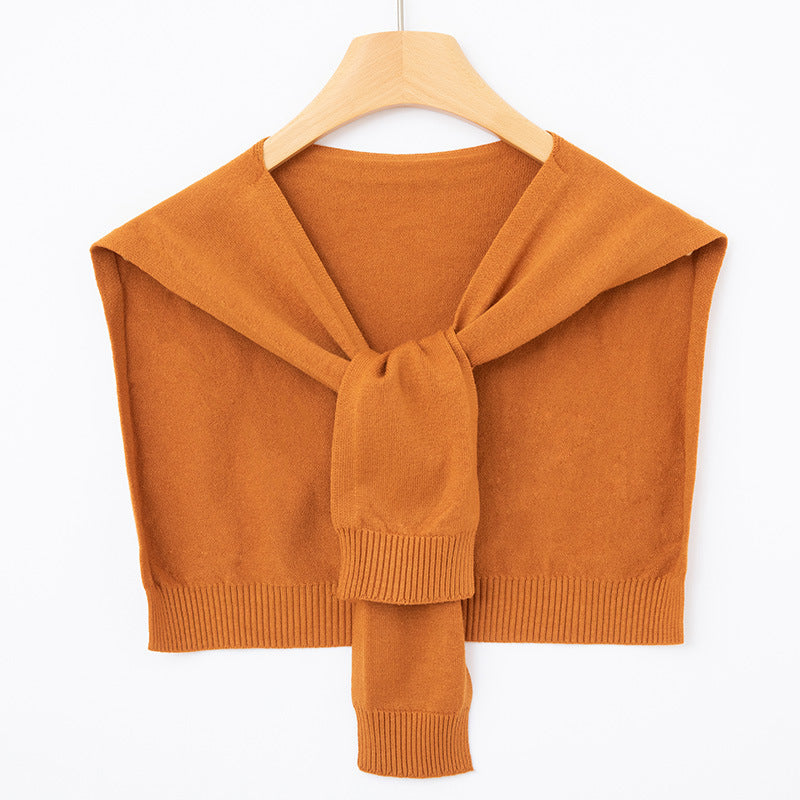 Women's Knit Shoulder Wrap – Tie Front Bolero