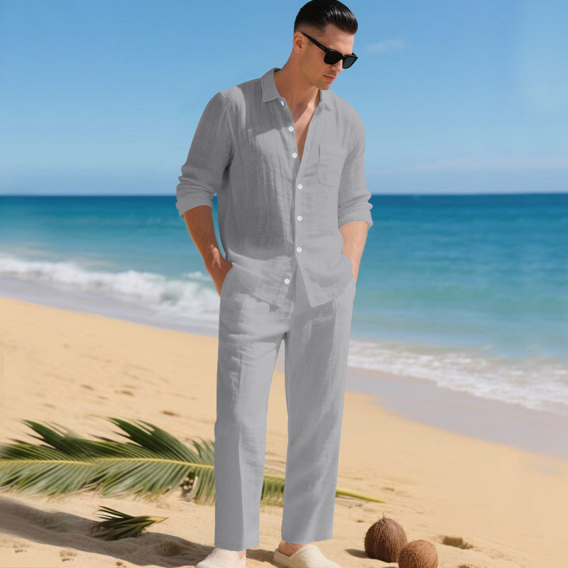 Men's Linen Shirt and Pants Set – Relaxed Straight Fit