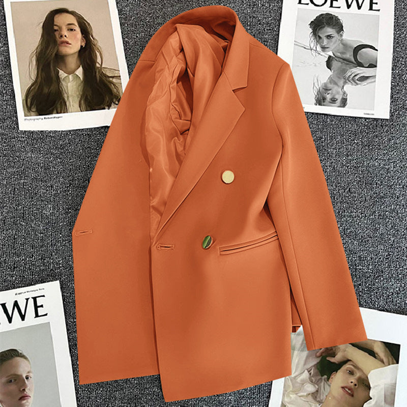 Women's Oversized Blazer – Metallic Double-Button Front