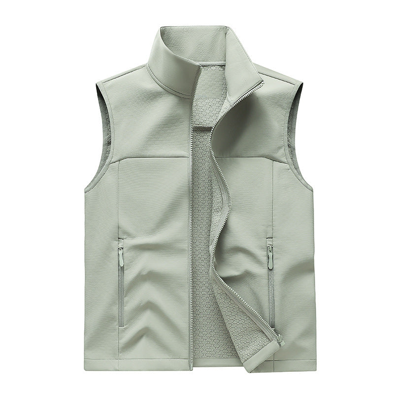 Men's Softshell Vest – Stand Collar Zip Pockets