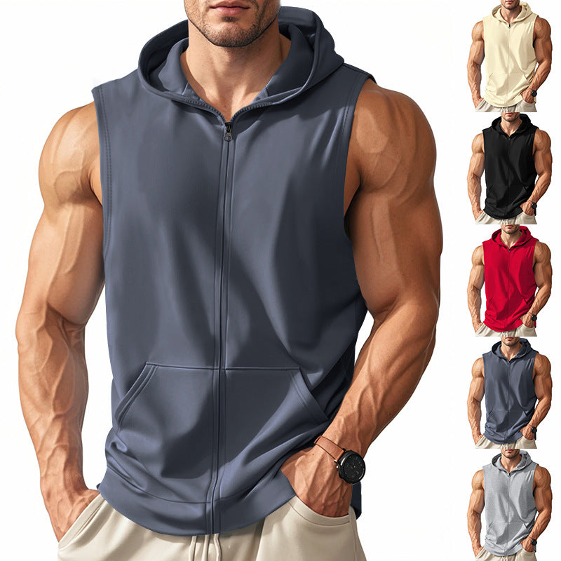 Men's Hooded Vest – Muscle-Fit Zip Front