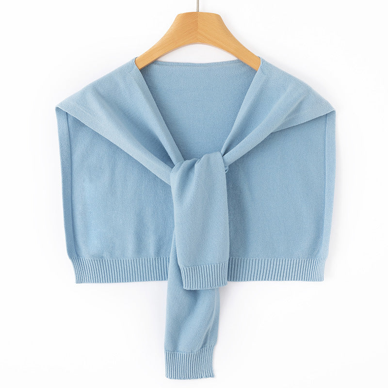 Women's Knit Shoulder Wrap – Tie Front Bolero