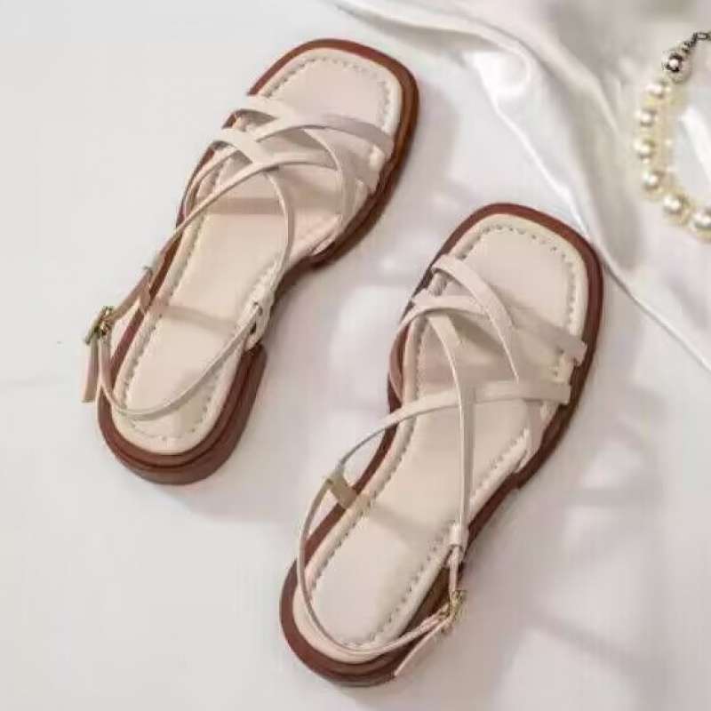 Women's Leather Strap Sandal – Low Stacked Heel
