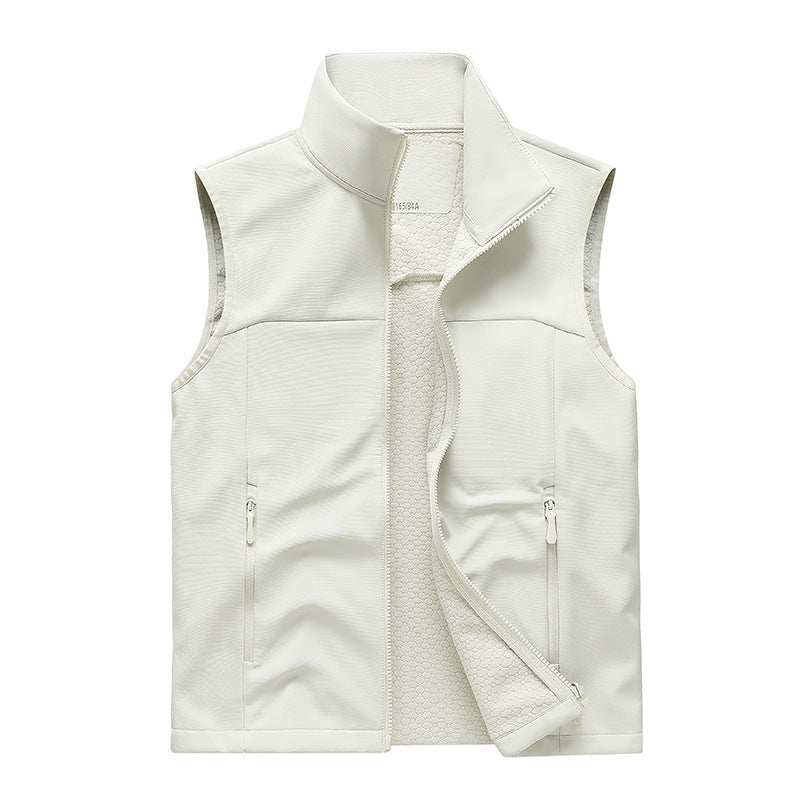 Men's Softshell Vest – Stand Collar Zip Pockets
