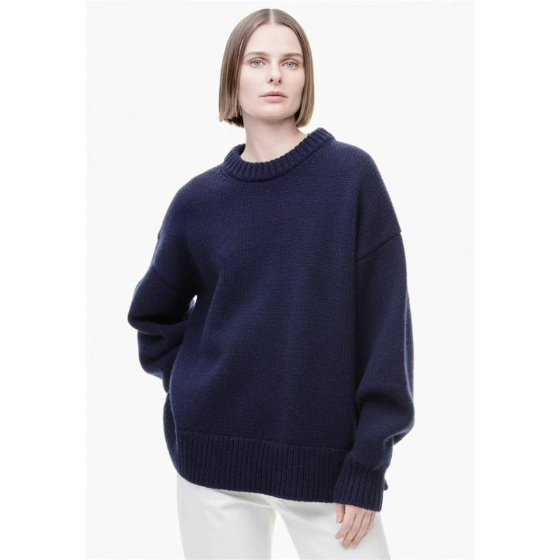 Women's Oversized Knit Sweater – Relaxed Drape Fit