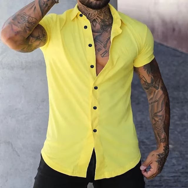 Men's Short Sleeve Shirt – Muscle Fit Tailored Collar