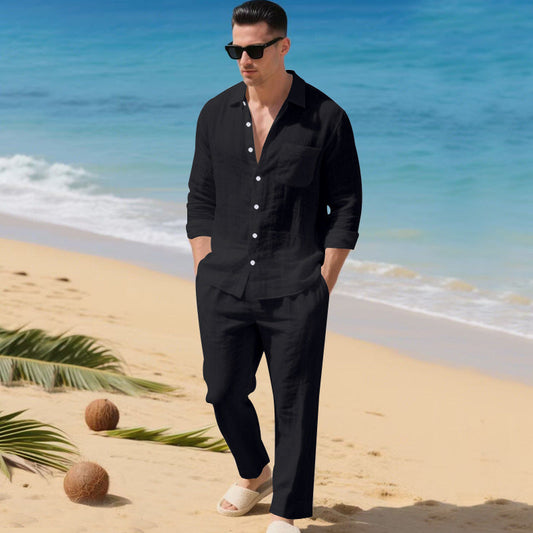 Men's Linen Shirt and Pants Set – Relaxed Straight Fit