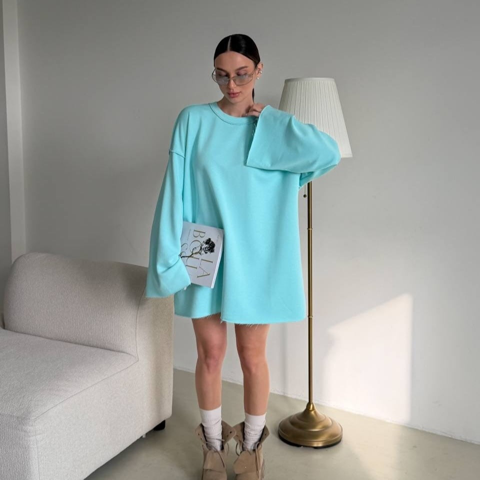 Women's Sweater Dress – Wide Trumpet Sleeves