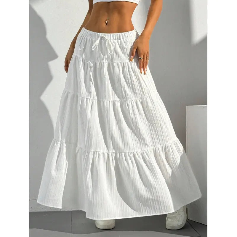 Women's Lace-Up Maxi Skirt – Relaxed A-Line Fit