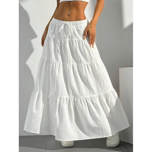 Women's Lace-Up Maxi Skirt – Relaxed A-Line Fit