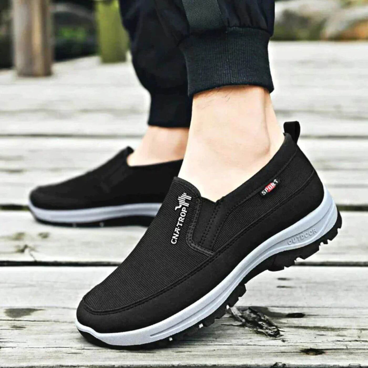 Men's Slip-On Walking Shoes – Mesh Upper, Arch Support
