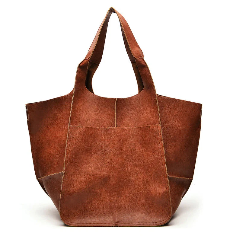 Women's Oversized Leather Tote Bag – Soft Slouchy Shoulder Carry