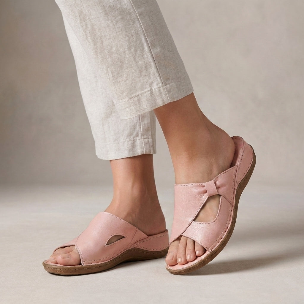 Women's Flat Sandal – Open Toe Cut-Out Strap