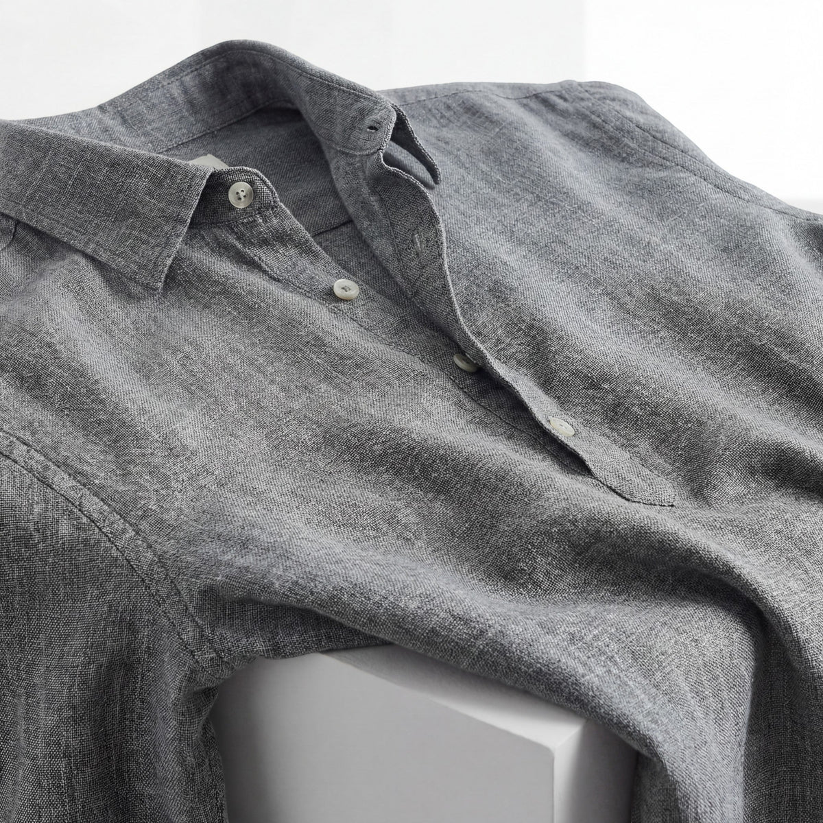 Men's Long Sleeve Shirt – Relaxed Linen-Look Cotton Blend