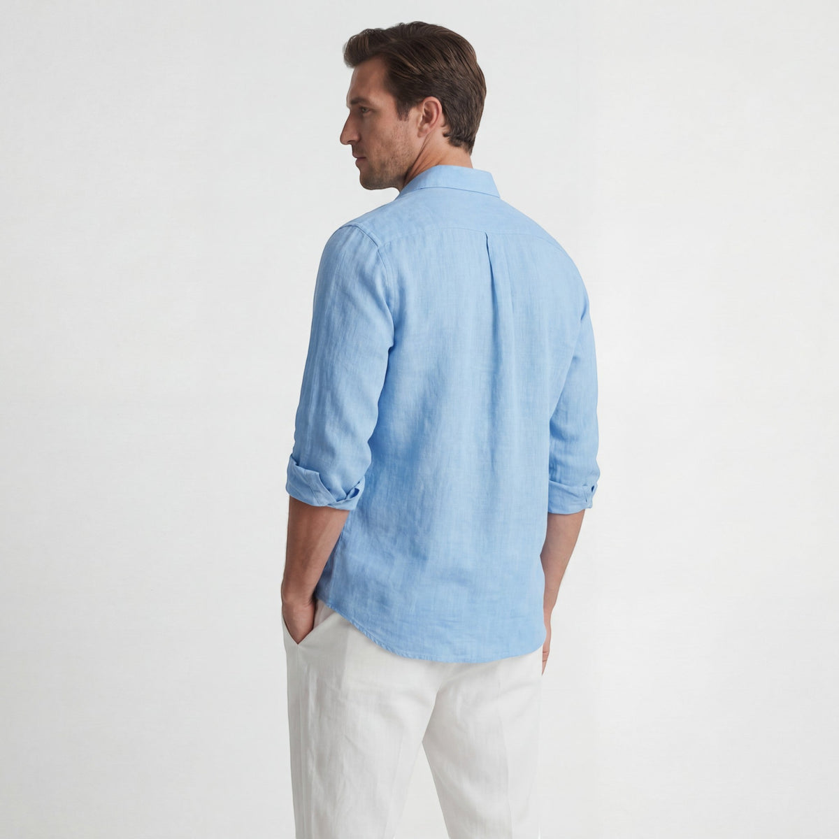 Men's Long Sleeve Shirt – Relaxed Linen-Look Cotton Blend