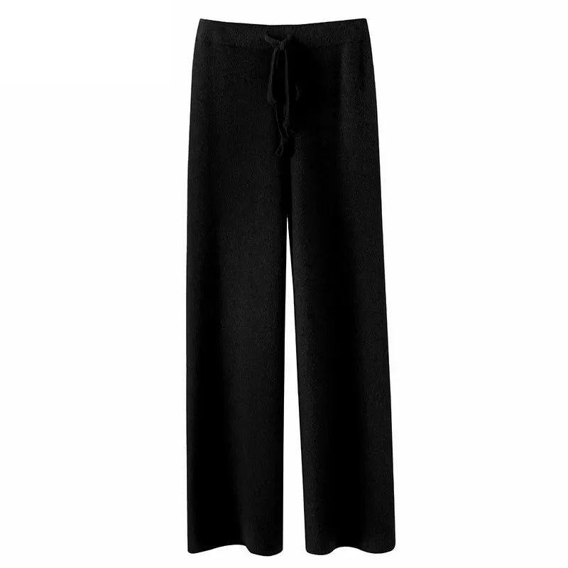 Women's Cashmere-Blend Sweatpants – High-Rise Relaxed Leg