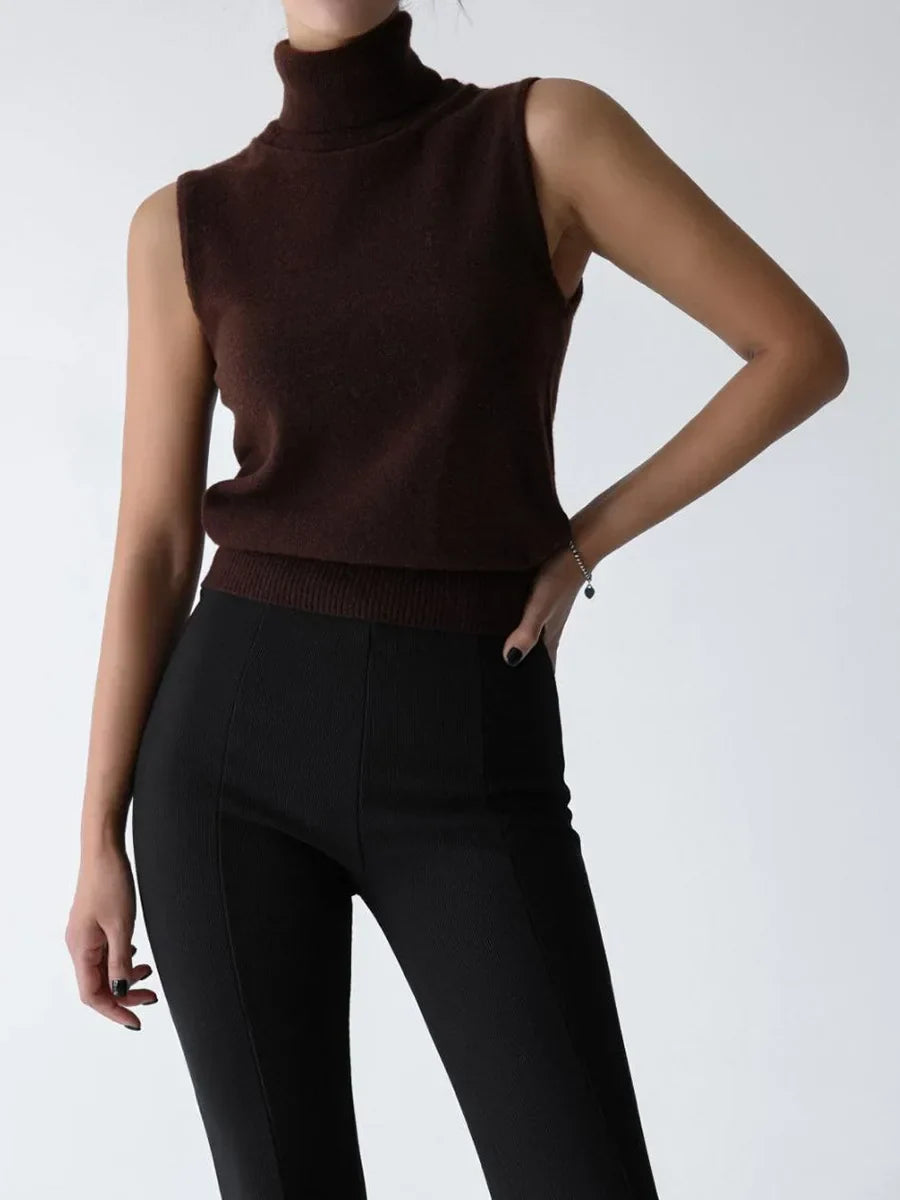 Women's High-Neck Sweater Vest – Sleeveless Sculpted Fit