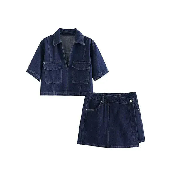 Women's Two-Piece Skort Set – Asymmetric Collared Co-Ord