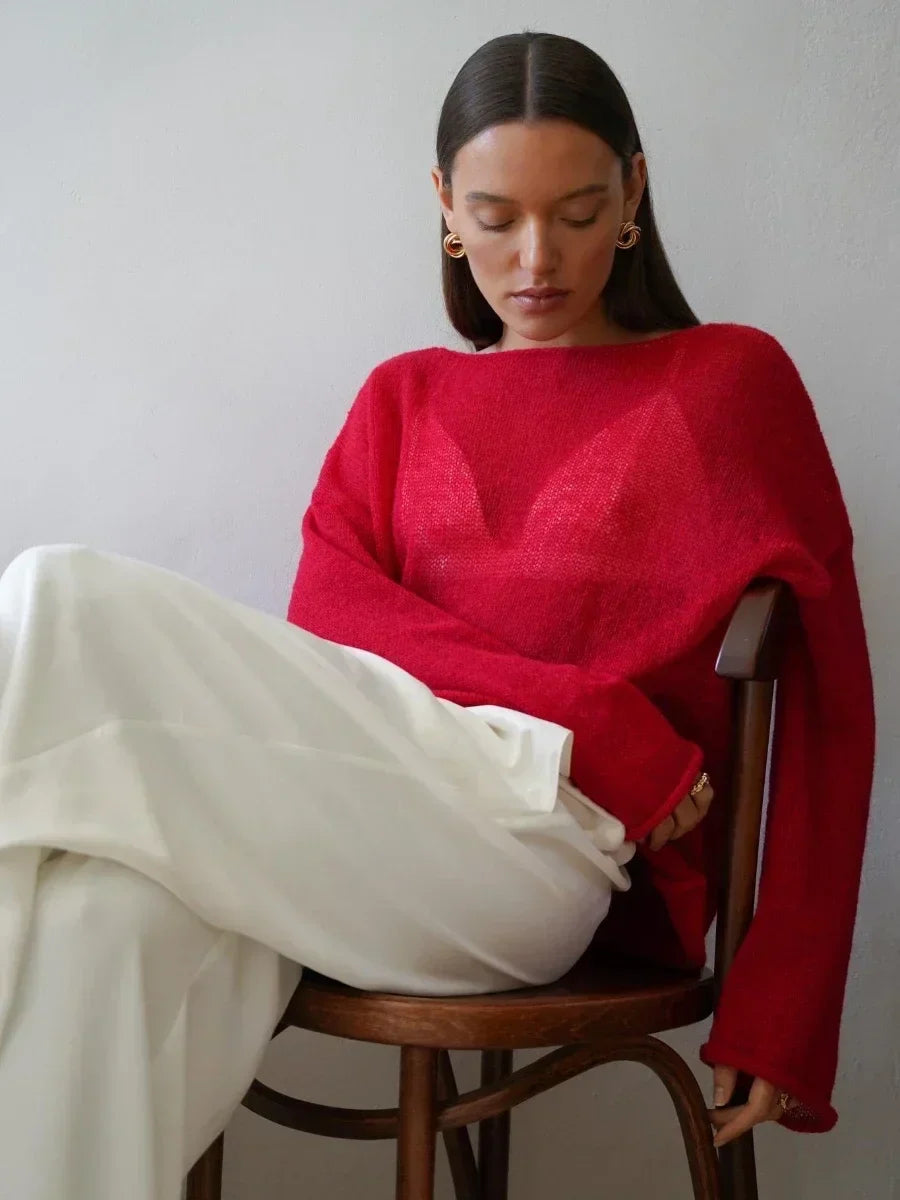 Women's Boatneck Sweater – Relaxed Merino-Blend Knit