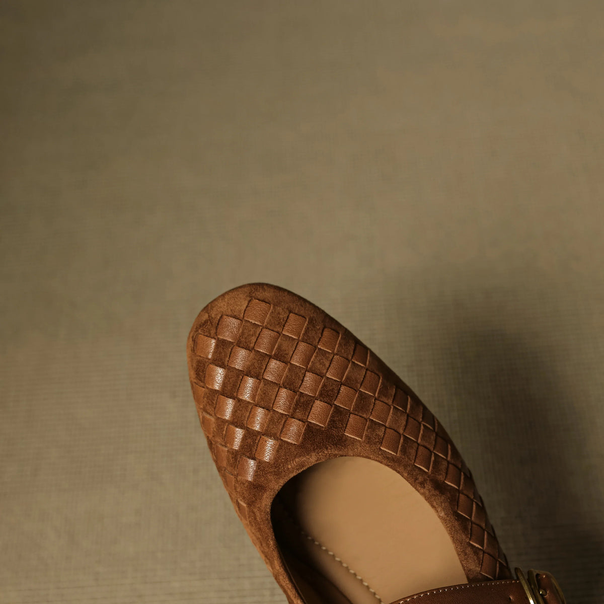 Women's Woven Leather Mary Jane Shoes – Low Block Heel