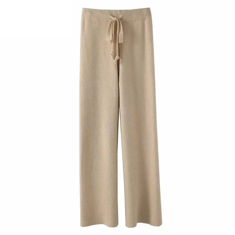 Women's Cashmere-Blend Sweatpants – High-Rise Relaxed Leg