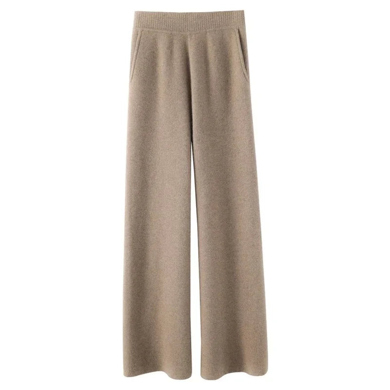 Women's Wide-Leg Sweatpants – High-Waist Cashmere Blend