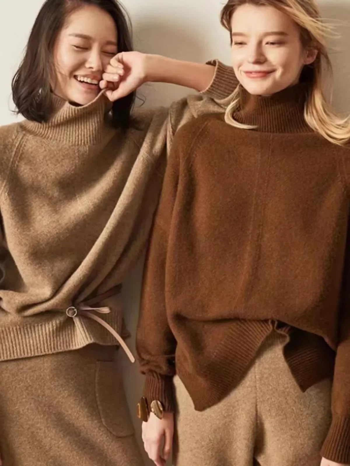 Women's Oversized Turtleneck Sweater – Soft Ribbed Knit