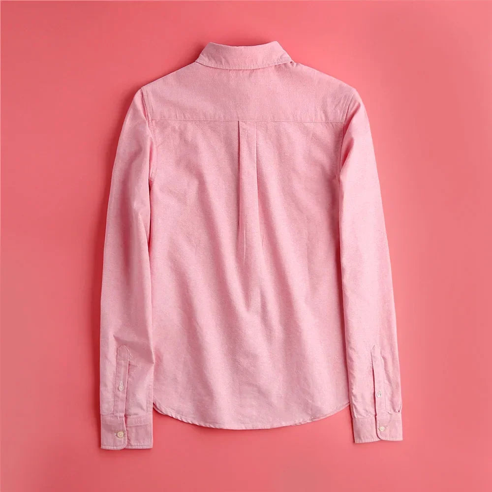 Women's Checked Cotton Blouse – Relaxed Long Sleeve