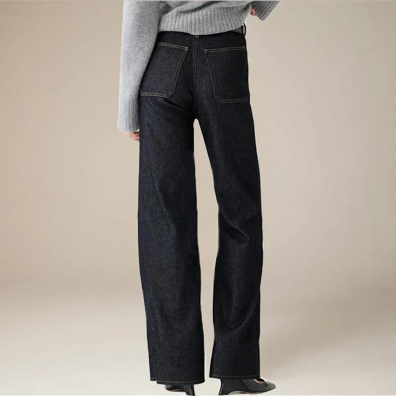 Women's Wide-Leg Jeans – High-Rise Button Pockets