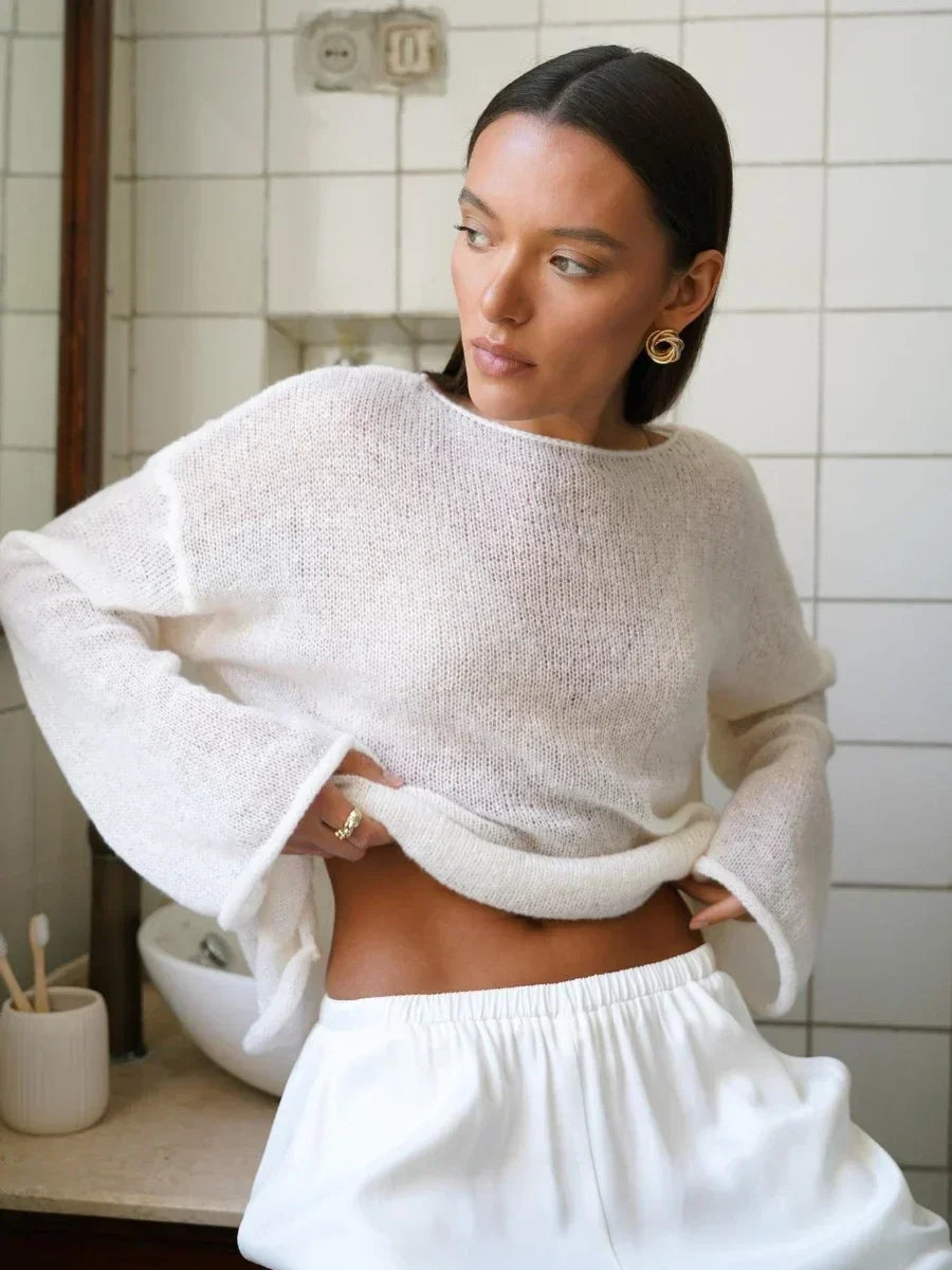 Women's Boatneck Sweater – Relaxed Merino-Blend Knit