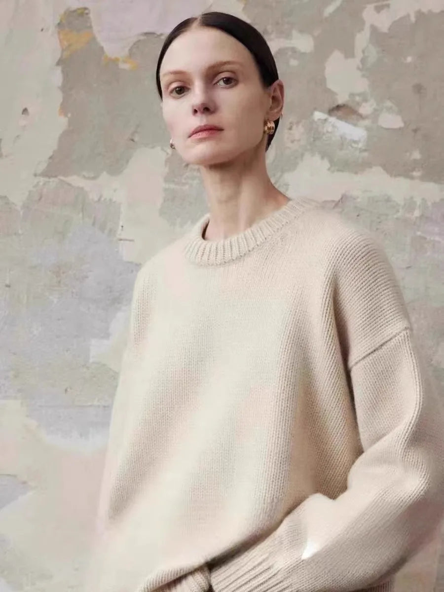 Women's Oversized Knit Sweater – Relaxed Drape Fit