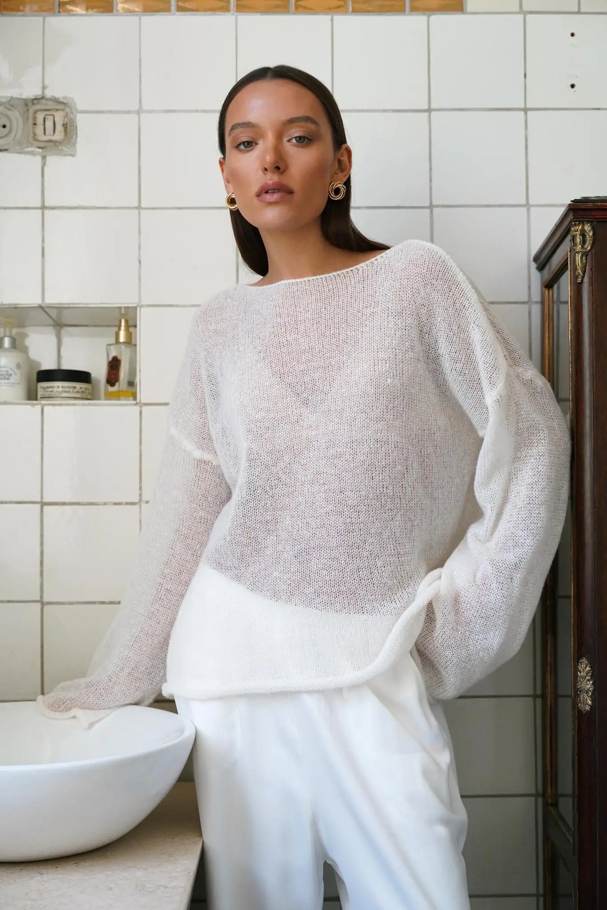 Women's Boatneck Sweater – Relaxed Merino-Blend Knit
