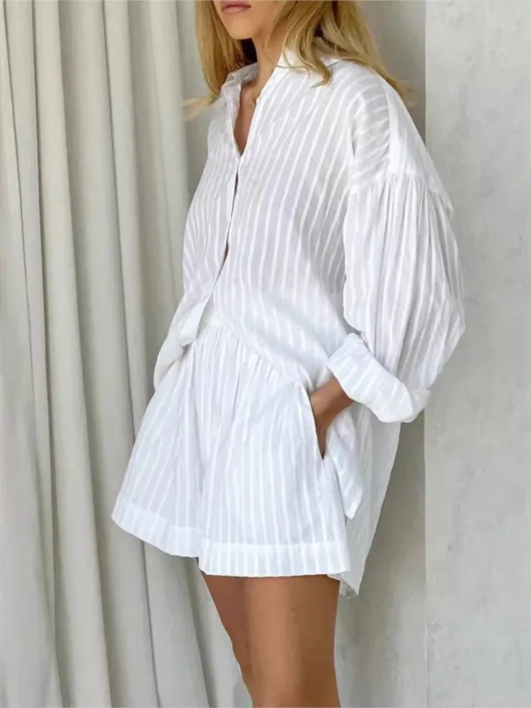 Women's Shirt and Shorts Set – Relaxed Oversized Fit