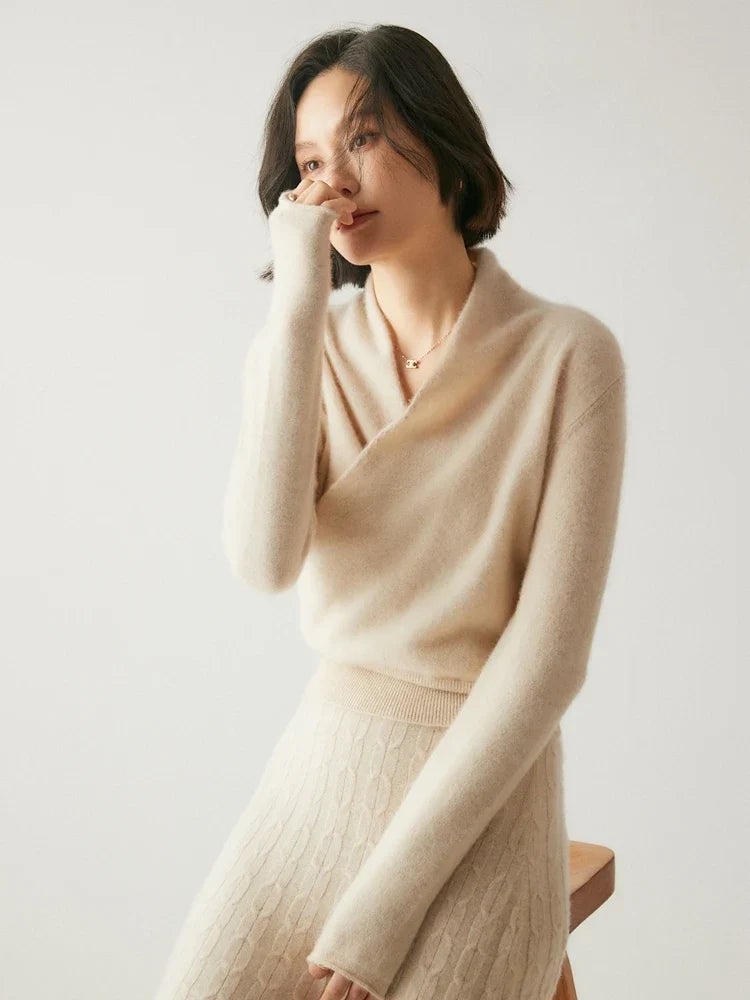 Women's Cashmere Sweater – Crossover Collar