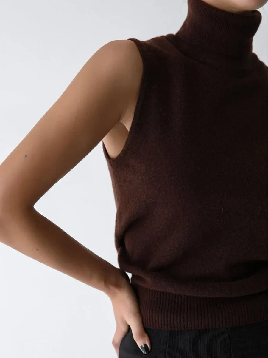 Women's High-Neck Sweater Vest – Sleeveless Sculpted Fit