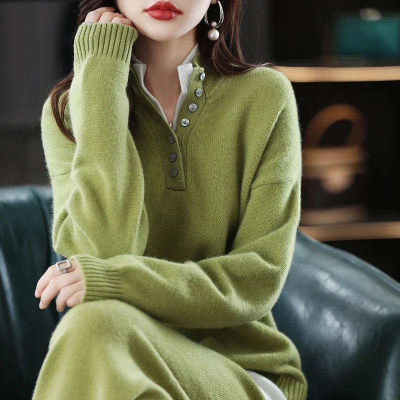 Women's Cashmere Knit Lounge Set – Pullover and Wide-Leg Pants