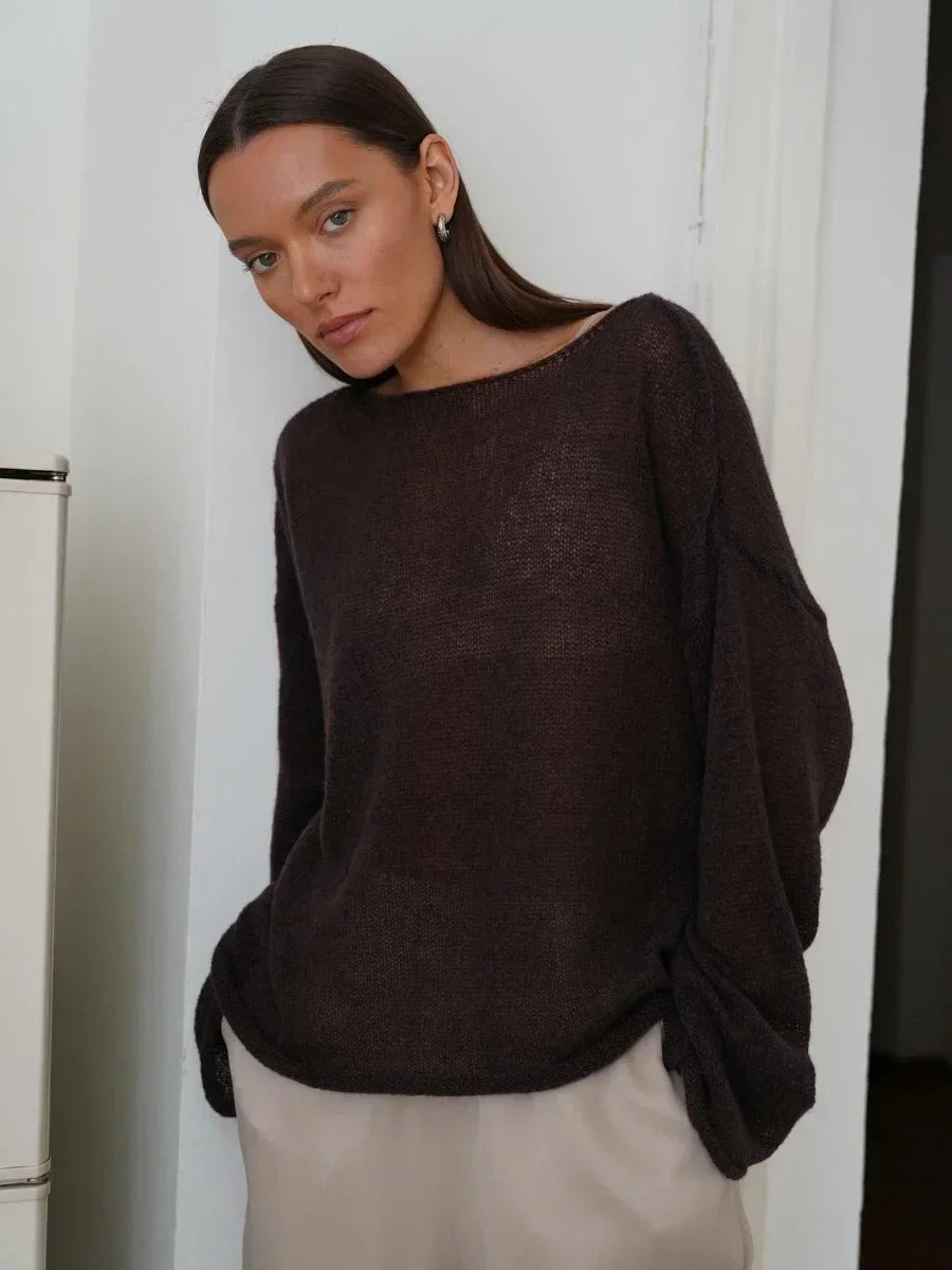 Women's Boatneck Sweater – Relaxed Merino-Blend Knit
